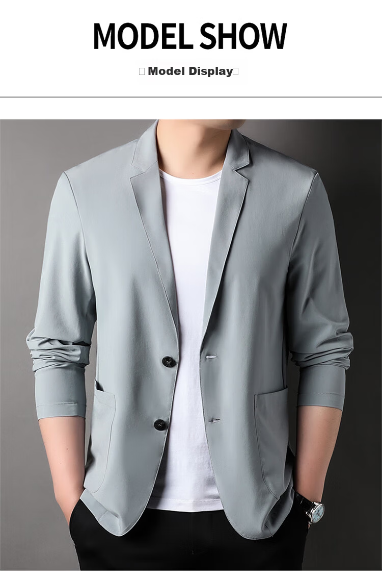 TUCANO Men's Summer Ice-Feel Anti-UV Blazer Suit Jacket Professional Business Casual Top Black XL 10