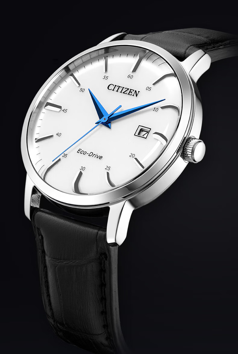 CITIZEN Watch for Men, Japanese And Korean Style, Eco-Drive, Date Display, White Dial, Leather Strap, Business Style, Father's Day Gift, BM7461-18A 8