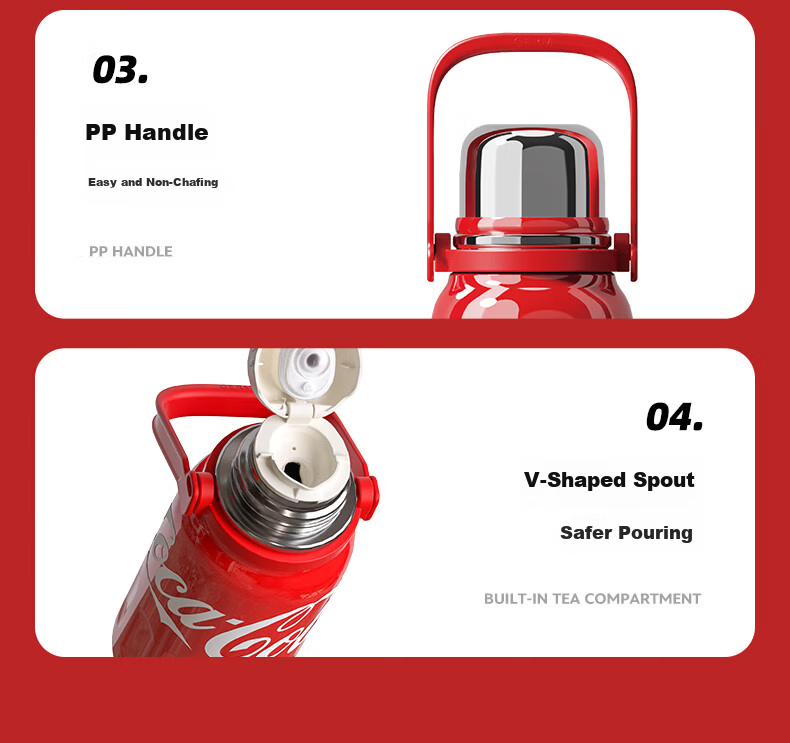 Germ Coca-Cola Rhythm Insulated Sports Water Bottle Large Capacity Car Travel Teacher's Day Gift 800ML White 20