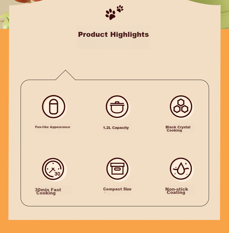 Midea Mini Rice Cooker 1.2L Small Capacity Electric Pressure Rice Cooker for 1-2 People Dormitory Travel Cute Fox Design MB-FB12X1-105B 5