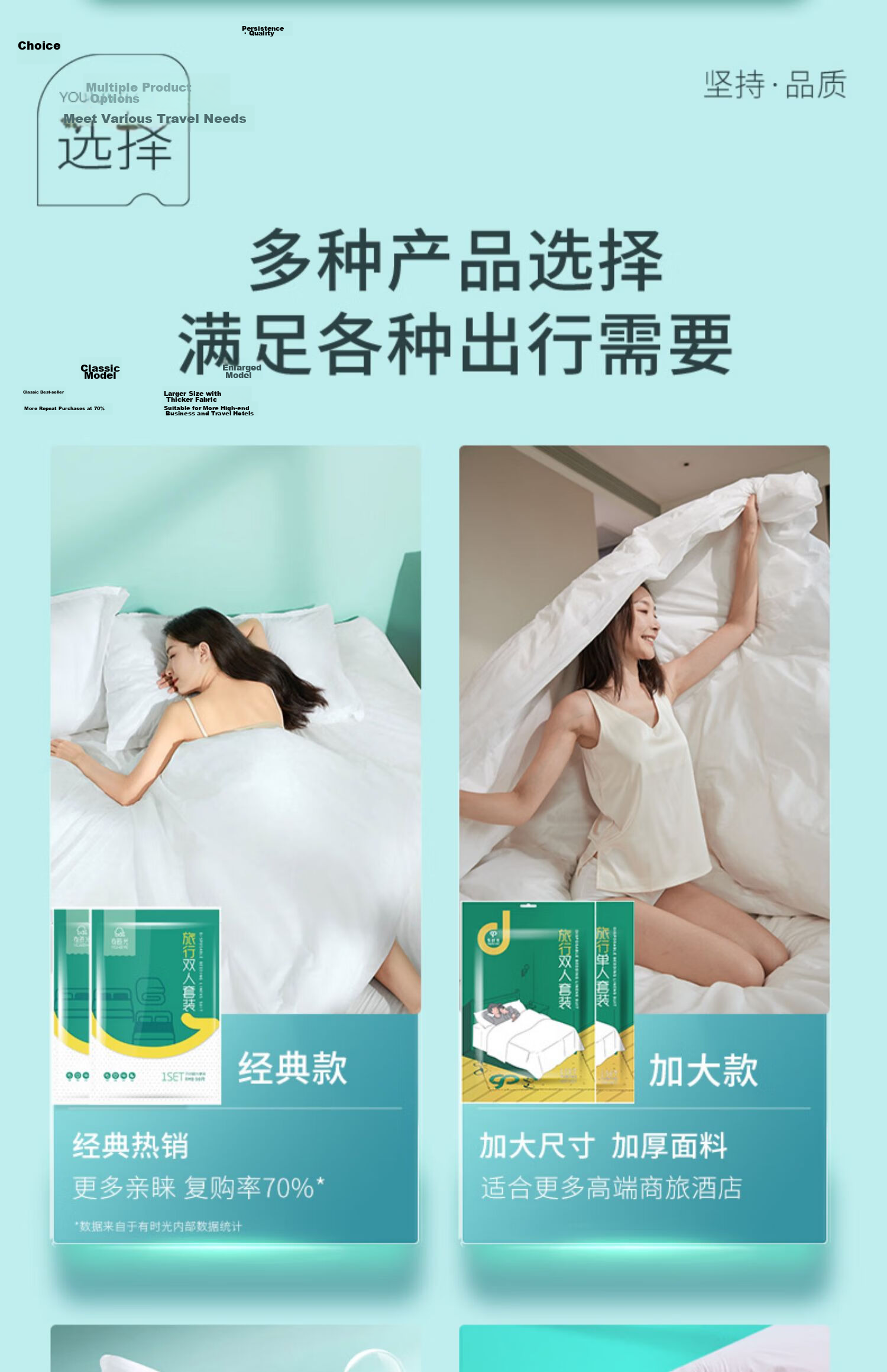 Youshiguang Disposable Double Bed Sheet Quilt Cover Pillowcase Hotel Bedding Four-Piece Set Double Four-Piece Set Huatianduck 11
