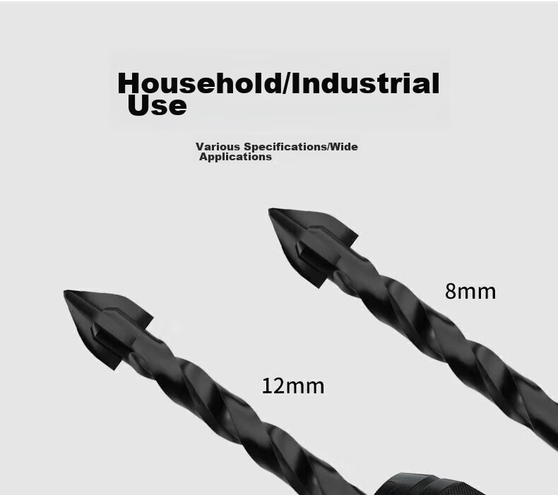 Deli 6-Piece Tungsten Carbide Four-Blade Cross Bawang Drill Bit Set for Tile Drilling Hex Shank [3-10mm] 20