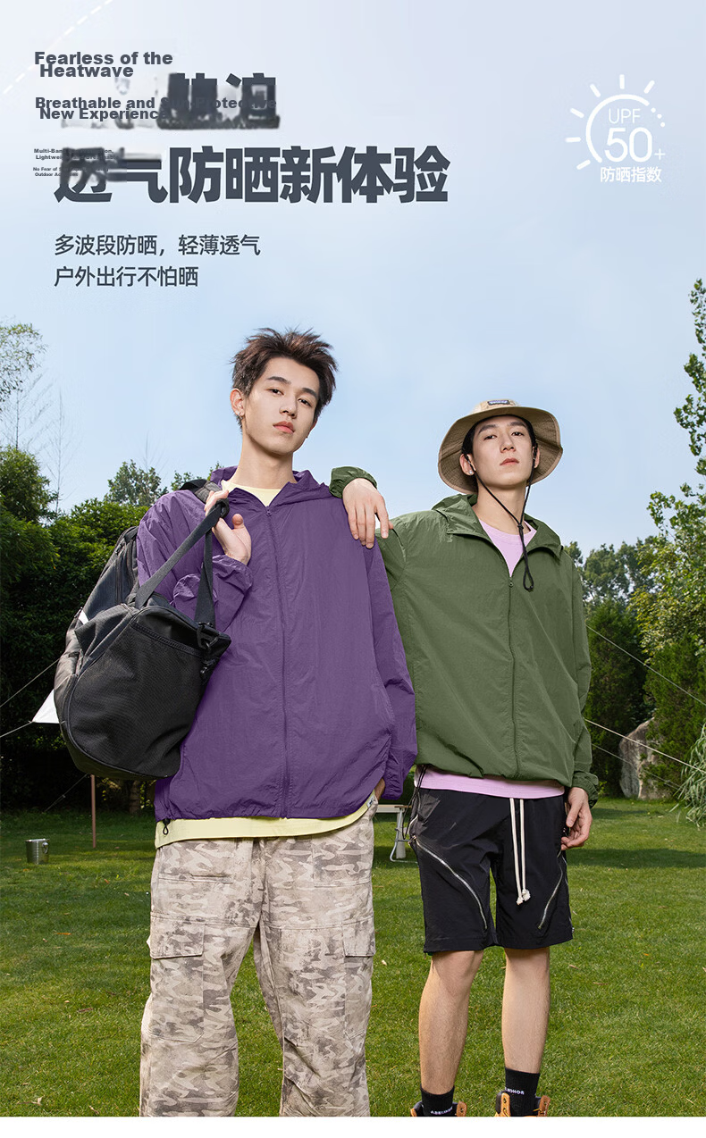 CHUJI Men's Summer UPF50+ Hooded Sun Protection Jacket, UV Protection Cycling Ice Silk Sun Shirt, Aurora Purple, L 3