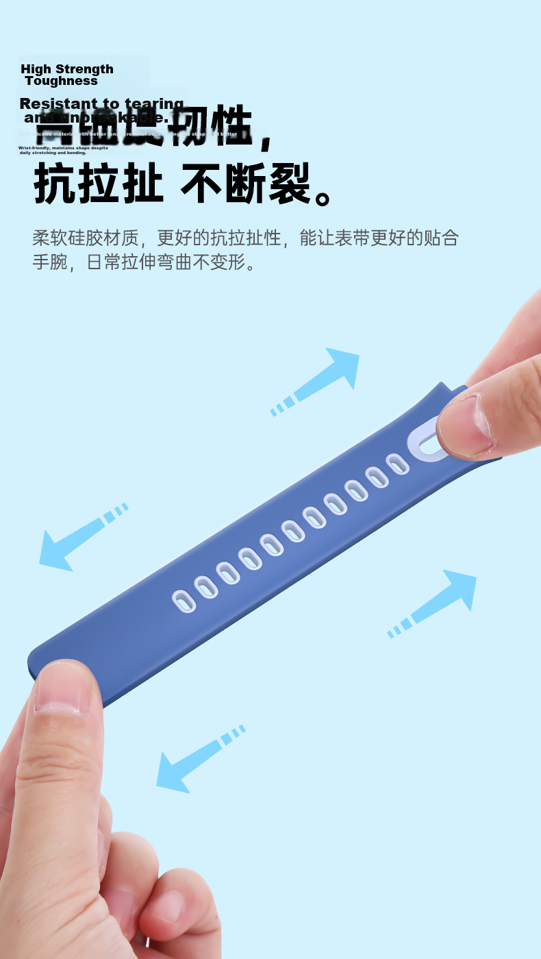 CangHua Compatible with Xiaomi Mi Bunny Children's Smartwatch Strap, Breathable Sports Silicone Wristband for Mi Bunny 7/7X/C7A/C5 Upgraded Version/S1, Unisex, Blue 6