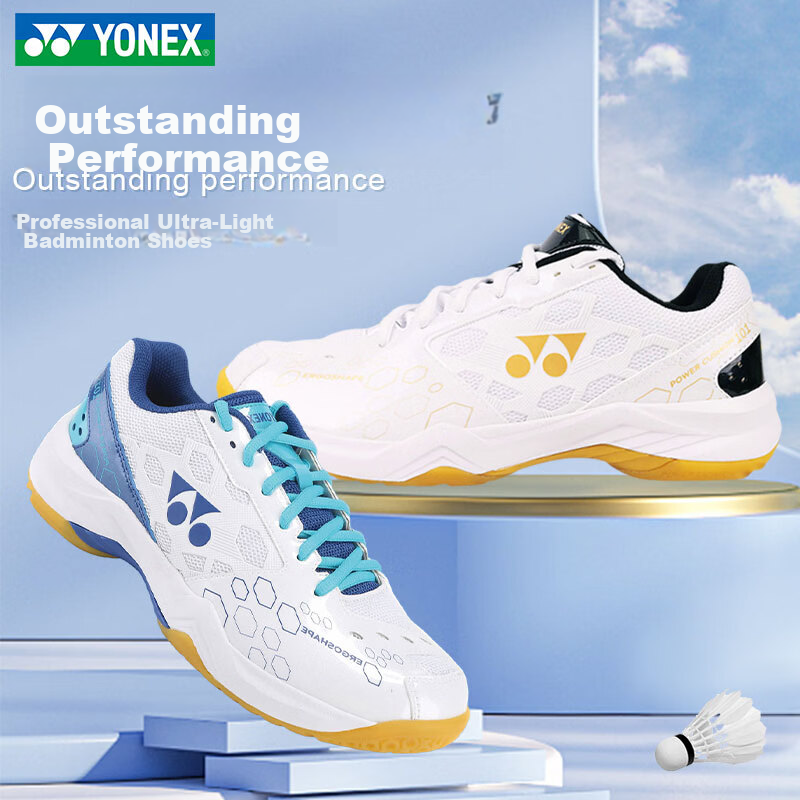 YONEX Badminton Shoes YY Entry-Level Training Shock Absorption Power Cushion Unisex SHB101CR White Platinum Size 37.5 2