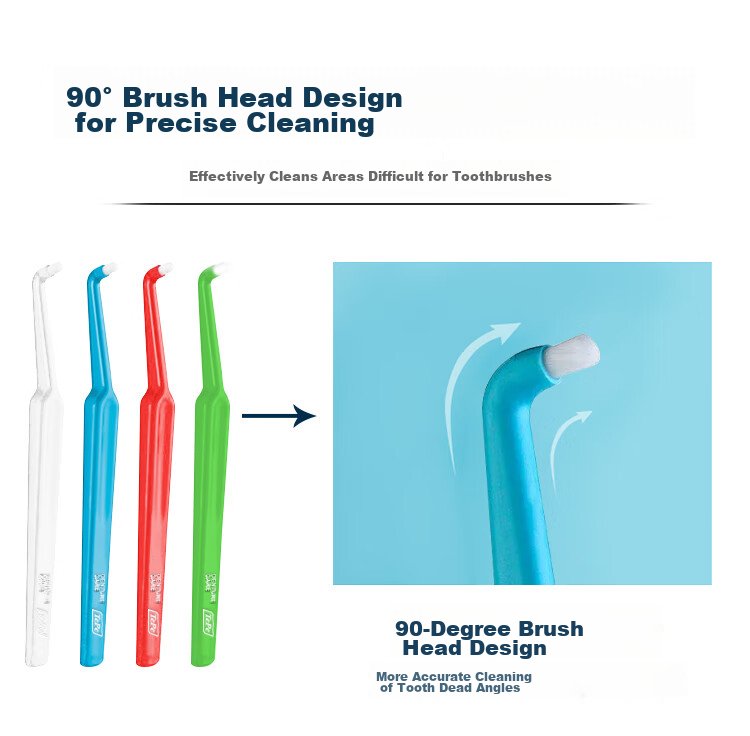 Tepe Swedish Imported Single Handle Toothbrush Medium Bristles for Adults, Orthodontic And Dental Implant Care, Small Brush Head for Interdental Cleaning, Random Color 8