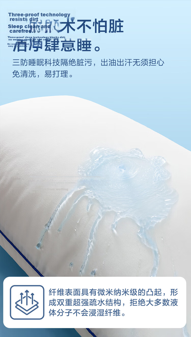 JD Original White Pillow, 100% Healthy Virgin Fiber Class A Antibacterial Pillow Core, Washable Double Pillow, One Pair 6
