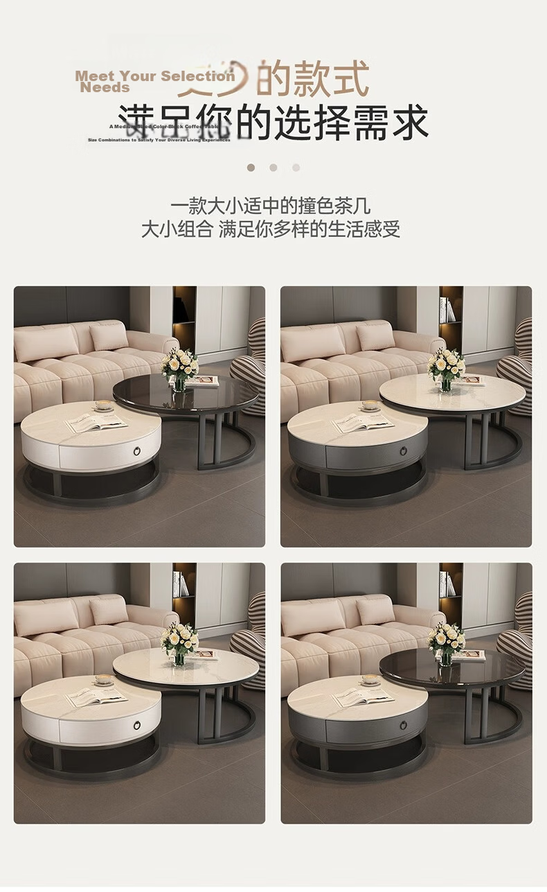 Millennium Huafu Luxury Living Room Coffee Table 2026 New Rock Slab Coffee Table Small Apartment Home Gray 60 White 80 Black 17