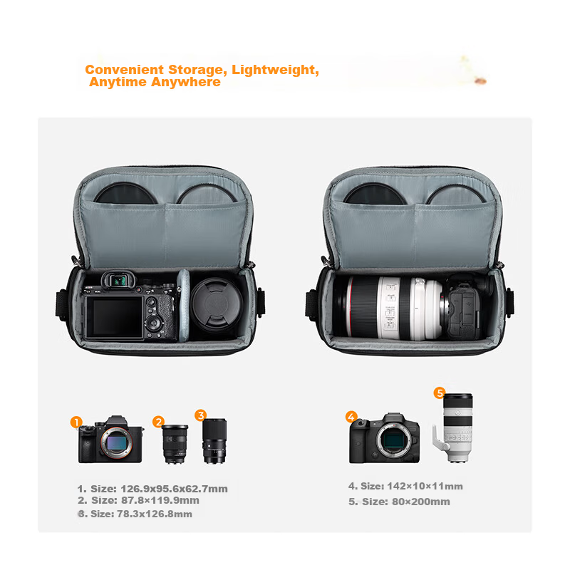 K&F CONCEPT Camera Bag Shoulder Crossbody Photography Bag DSLR Mirrorless Digital Camera Inner Case Storage Portable Handheld Waterproof Compatible with Canon Sony Nikon 2