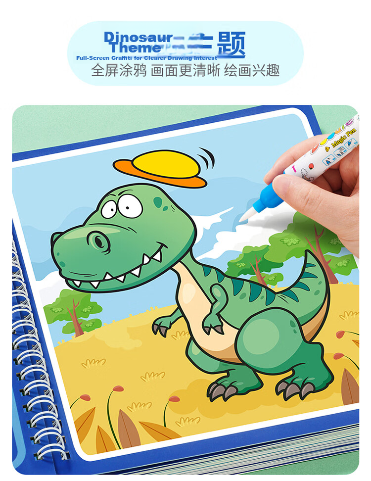 Yisr Children's Water Drawing Book Magic Water Pen Clear Water Graffiti Baby Coloring Painting Book Set Toy for Ages 1-3-6 14