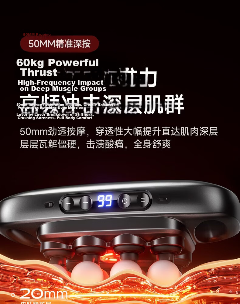 KONKA 16-Head Fascia Gun Muscle Massager Multi-Head Neck Shoulder Waist Back Massager Sixteen-Head Leg Calf Professional Neck Cervical Spine Massager Birthday Gift for Men and Women 13