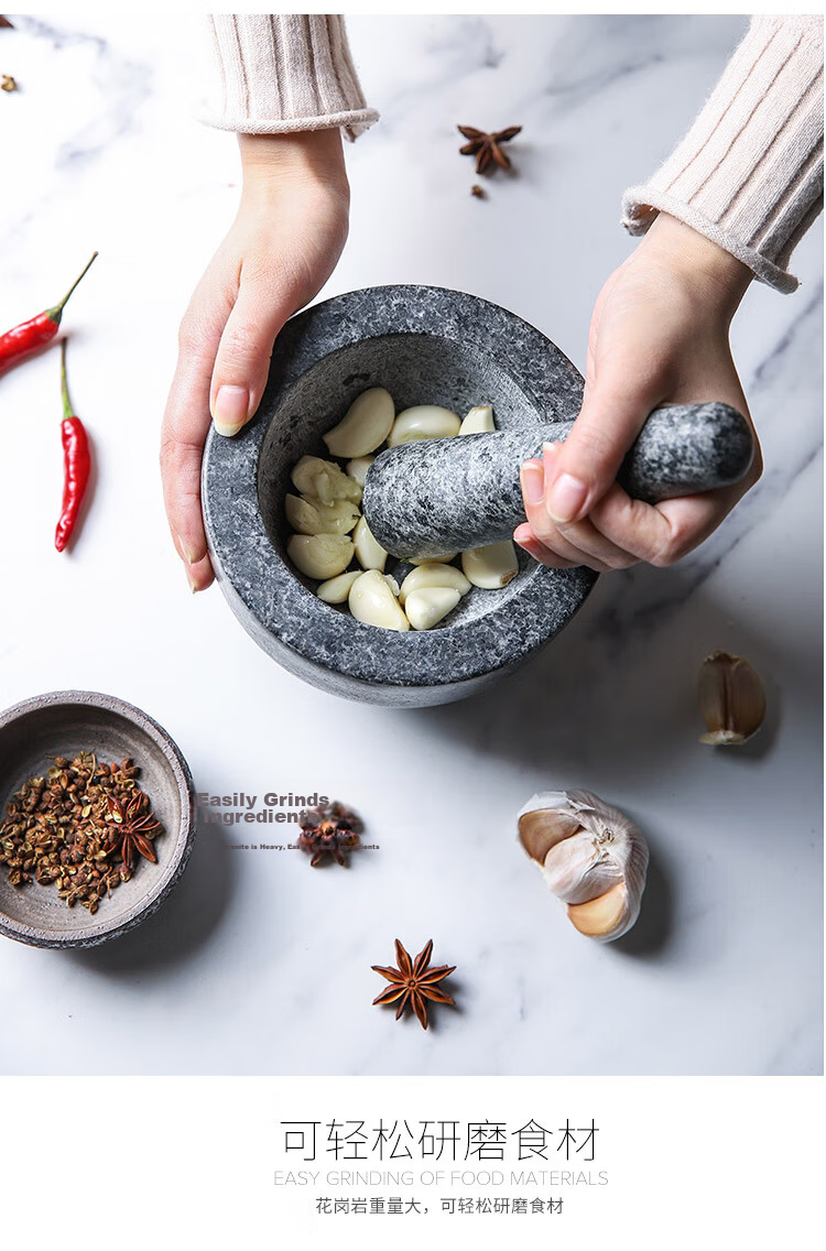 Universal Marble Garlic Crusher Mortar Pestle Garlic Masher Stone Mortar Household Grinder Ginger Crusher Spice Grinder 7