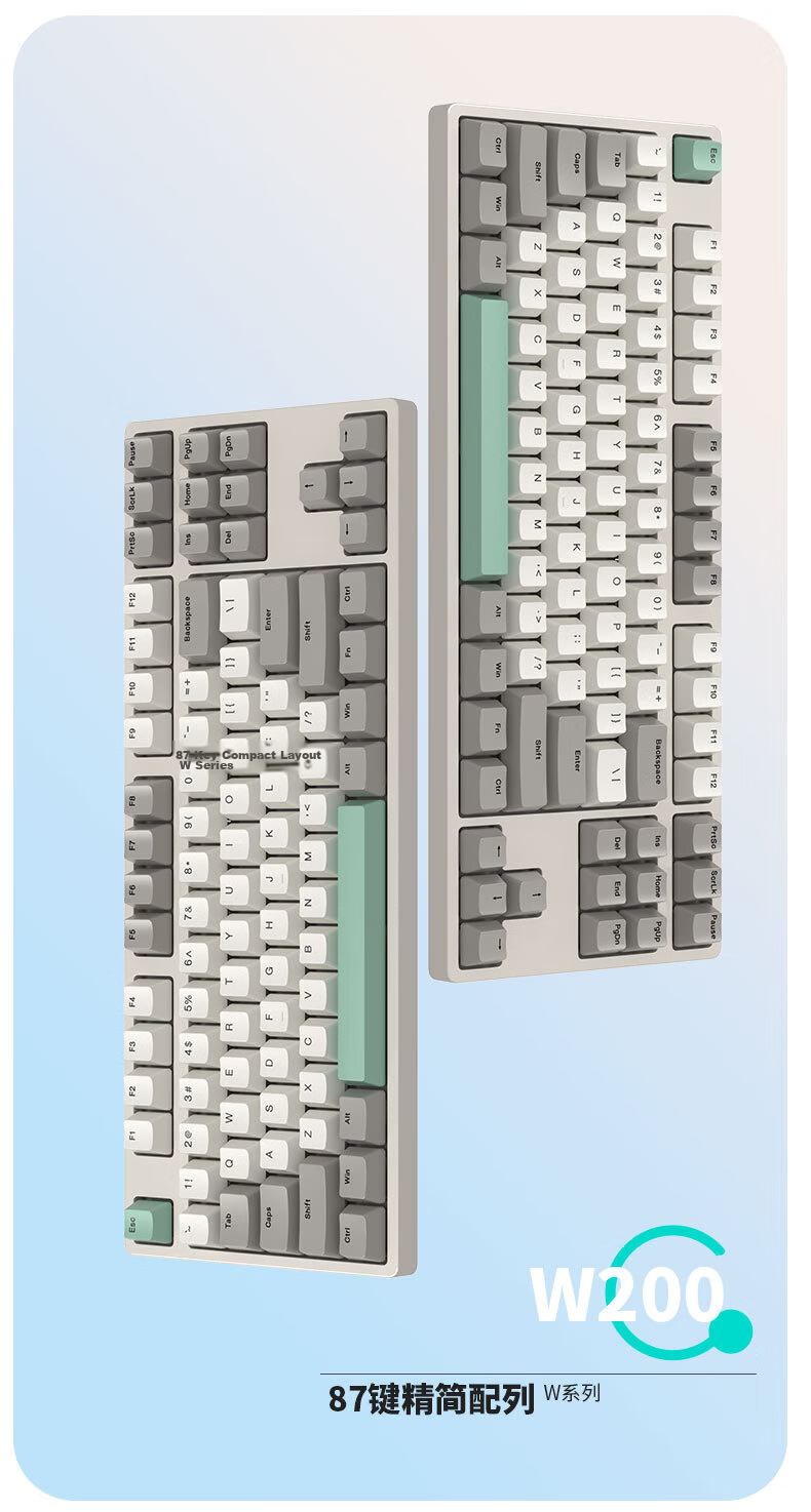 Ikbc W200 Wireless Keyboard, 87 Keys, Mechanical Keyboard for Office Typing with Good Feel, Cherry Keyboard for E-Sports Gaming, White Brown Switch 16