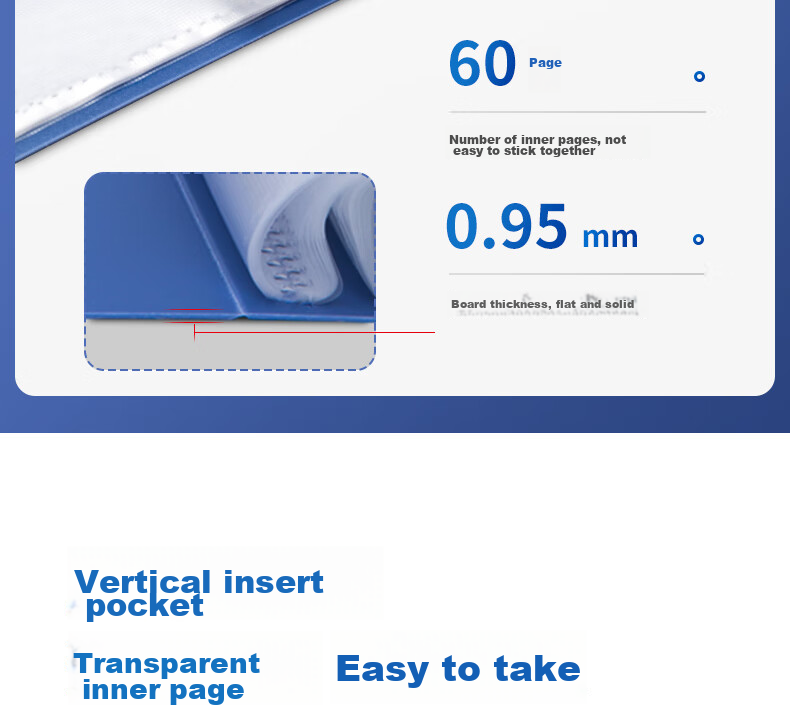 Deli Super Popular A4 60-Page Business Document Folder Transparent Insert Pocket File Binder Loose-Leaf File Organizer Office Study Supplies 5005 6