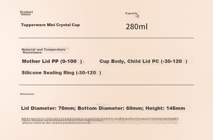 Tupperware Crystal Mini Plastic Cup 280ml for Men, Women, Students, Children with Dual Drinking Spouts, Portable Mid-Autumn Festival Gift 12