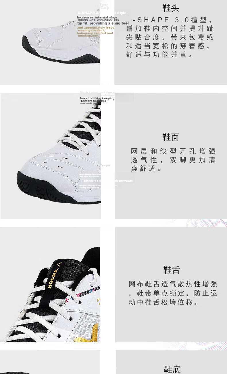VICTOR Badminton Shoes, Dragon Breathable Shock-Absorbing Wrap Sports Shoes for Men And Women, P9200TD Xing - Bright White/deep Blue, Size 36 9