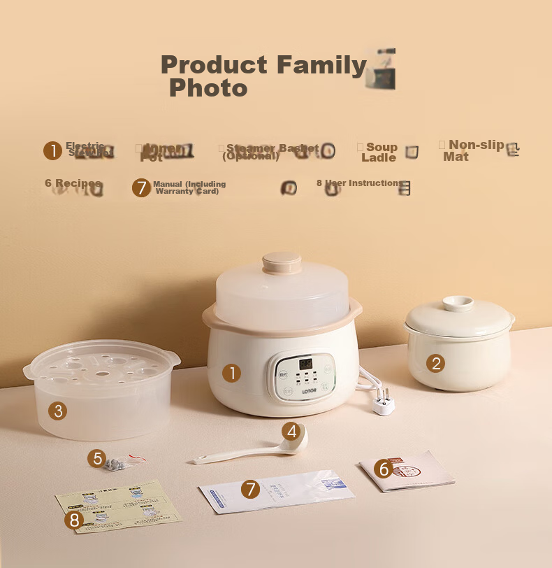 LOTOR Electric Stew Pot for Porridge and Soup Baby Food Cooker Rice Oil Separation Micro-Pressure Direct Stew Cooking Machine Dry Stew Special Stew Pot【Price Guarantee 618】 16