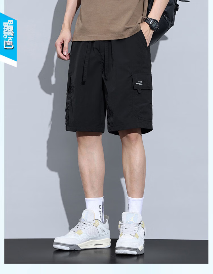 JEEP SPIRIT Men's Summer Thin Loose Workwear Ice Silk Shorts American Casual Five-Point Pants Royal Blue M 11