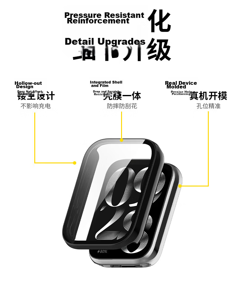 CHENSONG Protective Case for Xiaomi Band 9 Pro, Full Protection Film, Integrated Shell And Screen Protector, Anti-Scratch, Anti-Fingerprint, Shockproof Hard Shell, Transparent Versio 4