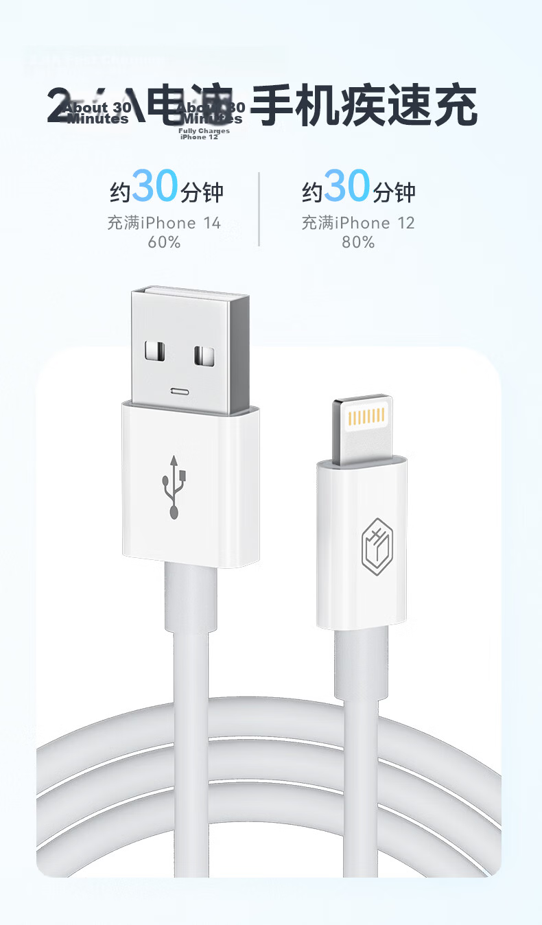 JD Jingzao Apple PD30/20W Fast Charging Cable Type-C to Lightning for iPhone 14/13 Pro Max/12/11 Car Charger 1.5m 3