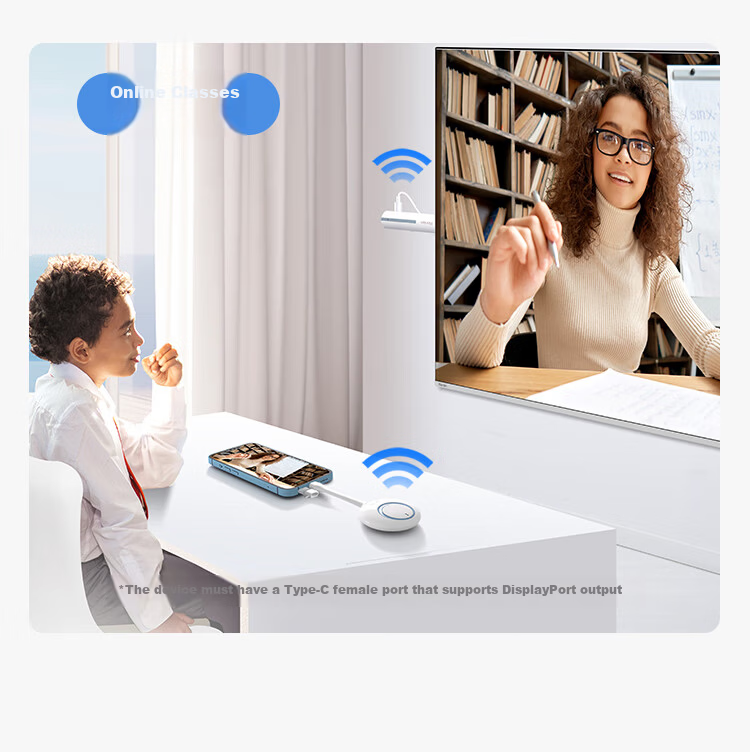 Haoli HG-2S Wireless HDMI Screen Mirroring Device 4K Conference Screen Sharing Adapter for TV Monitor Projector Compatible with Laptop Desktop USB+C Dual Port Portrait and Landscape Mode 24