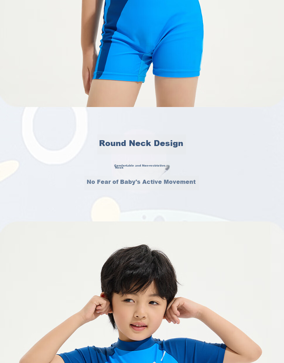 Li-Ning Children's Swimsuit, Boys' One-Piece Surfing Suit, Comfortable And Breathable, for Beach And Hot Springs, Swimwear 804, Blue, Size 140 7