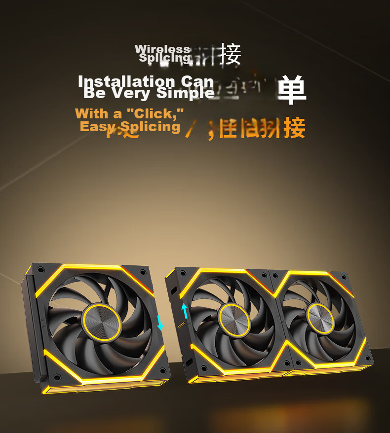Jingpinlu Star Journey Building Block S2 Fan Single Pack White Straight Blade 12cm with Infinite Mirror, Supports RGB Synchronization PWM Speed Adjustment, Compatible with Case Fans ARGB Desktop Computer Star Chain V2 2