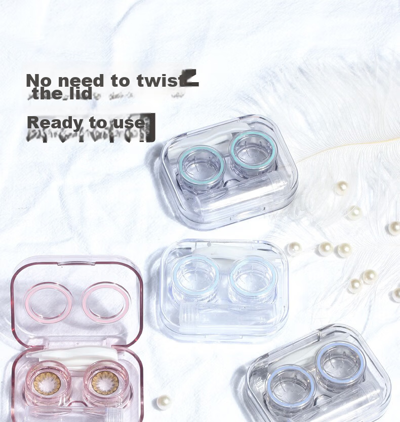 JAJALIN Contact Lens Case, Simple Double Companion Box, Cleaning And Care Case, Portable with Tweezers, Rounded Corners, Frosted Purple 1