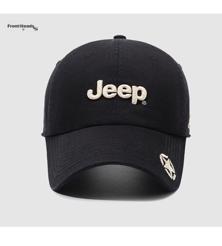JEEP Men's Baseball Cap Four-Season Trendy Versatile Sunshade Hat Unisex Black 15