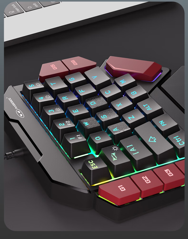 MageGee Tomahawk Single-Handed Mechanical Gaming Keyboard Wireless Bluetooth Tri-Mode Keyboard for PC Laptop PUBG CF Black Red Switch 14