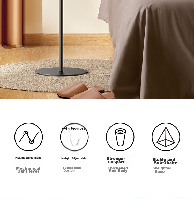 Ugreen Adjustable Tablet and Phone Stand Floor Lazy Arm Mount Telescopic Bedside Holder for iPad Live Streaming Watching Shows Online Classes 360° Rotation Shooting Support Universal 3