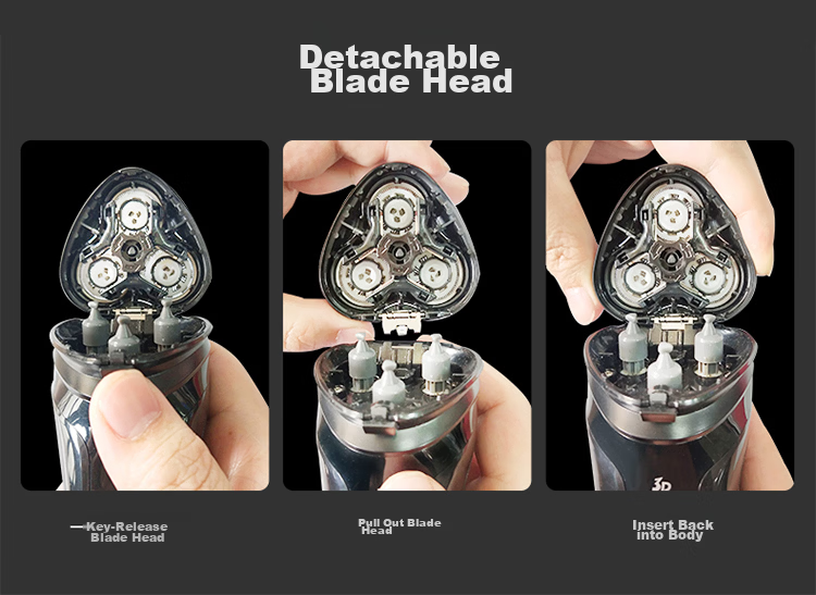 Superman RS7375 Rotary Electric Shaver Black Type-C Fast Charging Fully Washable Three-Blade Smart Display Razor Holiday Gift 8