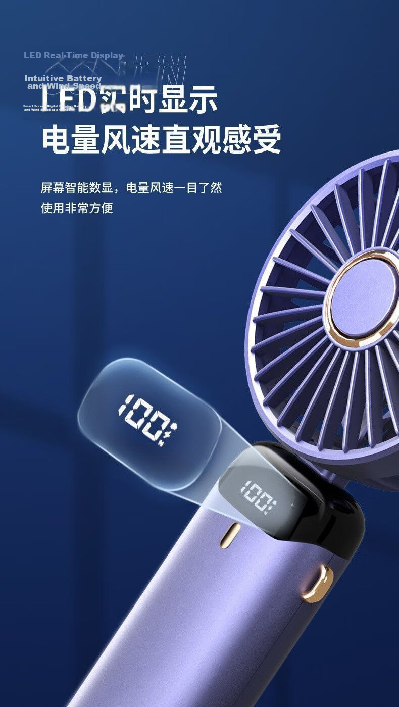 Capeden Handheld Mini Fan Multifunctional Digital Display Long Battery Life Portable USB Rechargeable Fan for Office Dorm Desktop Outdoor F01i/N15 White 3