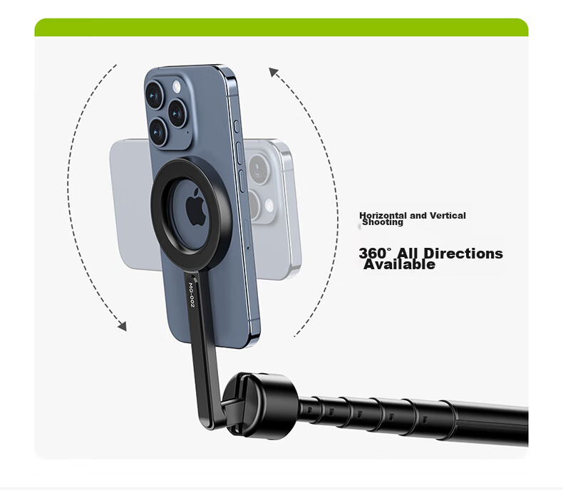 Ulanzi MG-002 Magnetic Selfie Stick Max 1.6m iPhone Apple 16/17 Magsafe Magnetic Photo Handle Tripod Bluetooth Remote Multifunctional Stand 4
