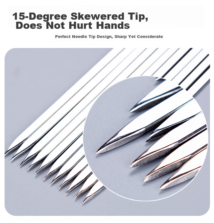 Suncojia 304 Stainless Steel Barbecue Skewers, Meat Kebab Skewers, Grilling Needles, Barbecue Tools, 50 Pieces 7