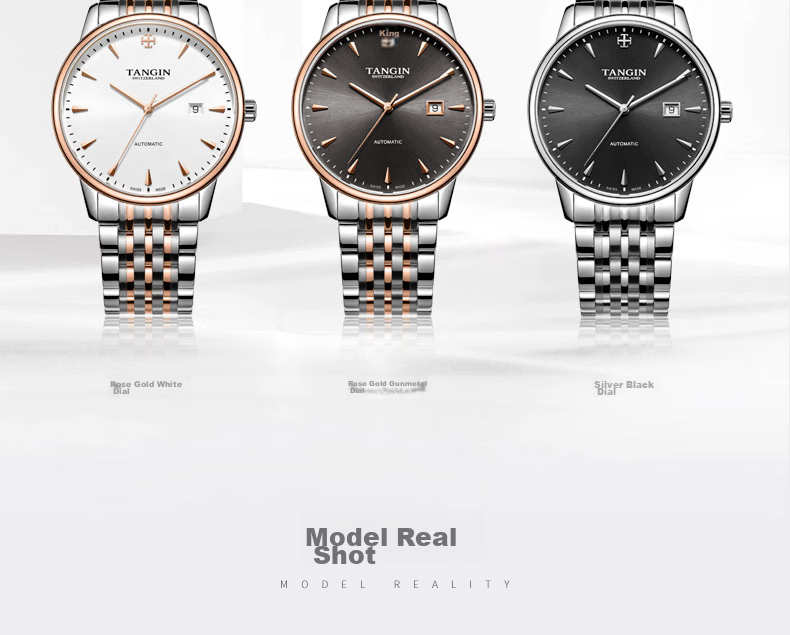 TANGIN Swiss Men's Mechanical Automatic Steel Strap Watch Gift for Boyfriend 4