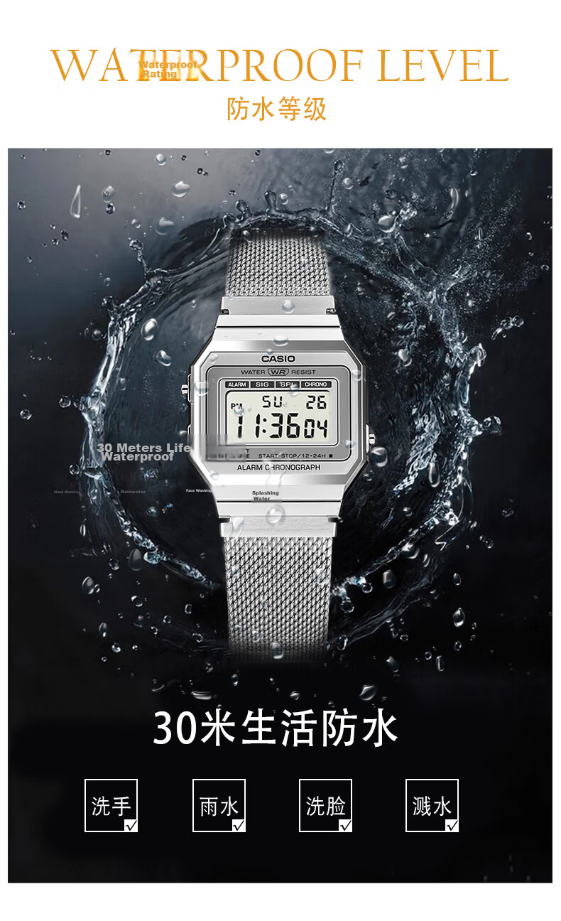 Casio Retro Square Digital Watch for Students, Unisex, A168WERB-2A 36
