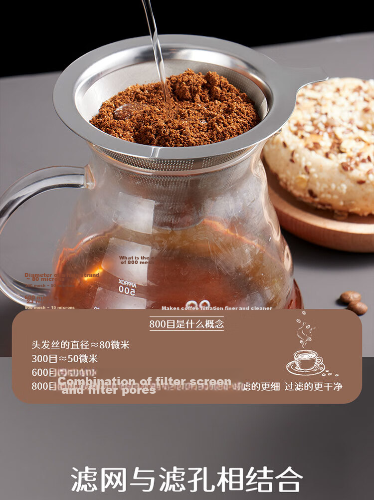Baijie Coffee Filter Mesh Hand Drip Coffee Filter Stainless Steel Reusable 800 Mesh Drip Coffee Funnel 5