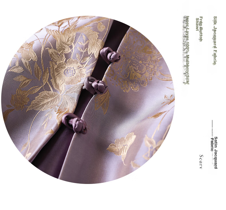 Hangsilk Double-Sided Satin Jacquard Silk Scarf Women's Mandarin Button Shawl Premium Birthday Gift for Mom and Elders Teacher's Day Present 31