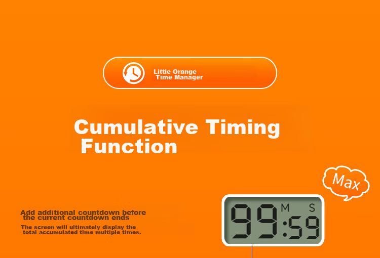 Perfect Score Little Scholar Orange Visual Timer Learning Dedicated Children's Self-Discipline Time Manager Timing Reminder Back to School Season 15