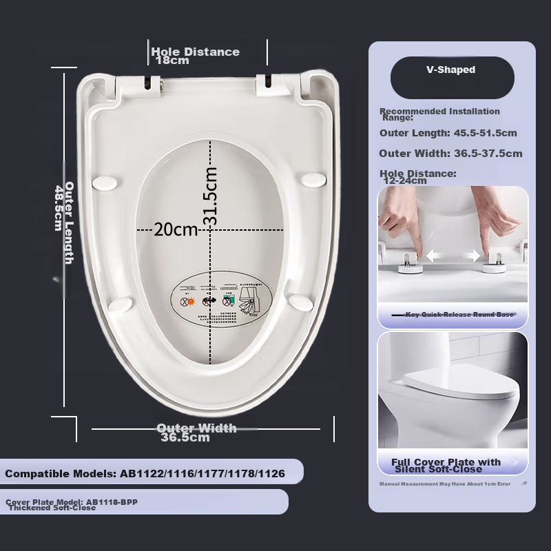 ARROW Universal Thickened Toilet Seat Cover for Home, Slow-Closing Old-Style Flush Toilet Ring AB1177-B 2