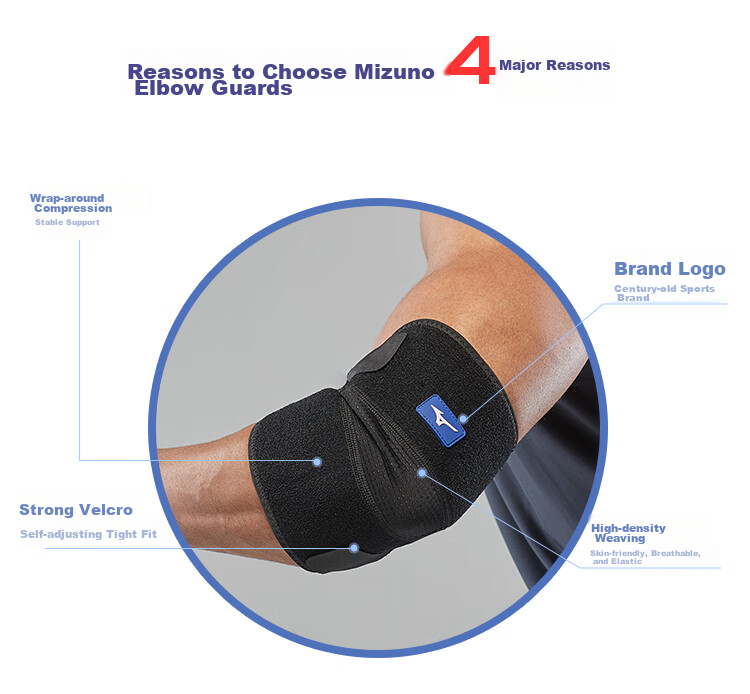 MIZUNO Open Compression Elbow Support Tennis Elbow Brace Unisex Sports Fitness Badminton Basketball Arm Sleeve 2527 Black 4
