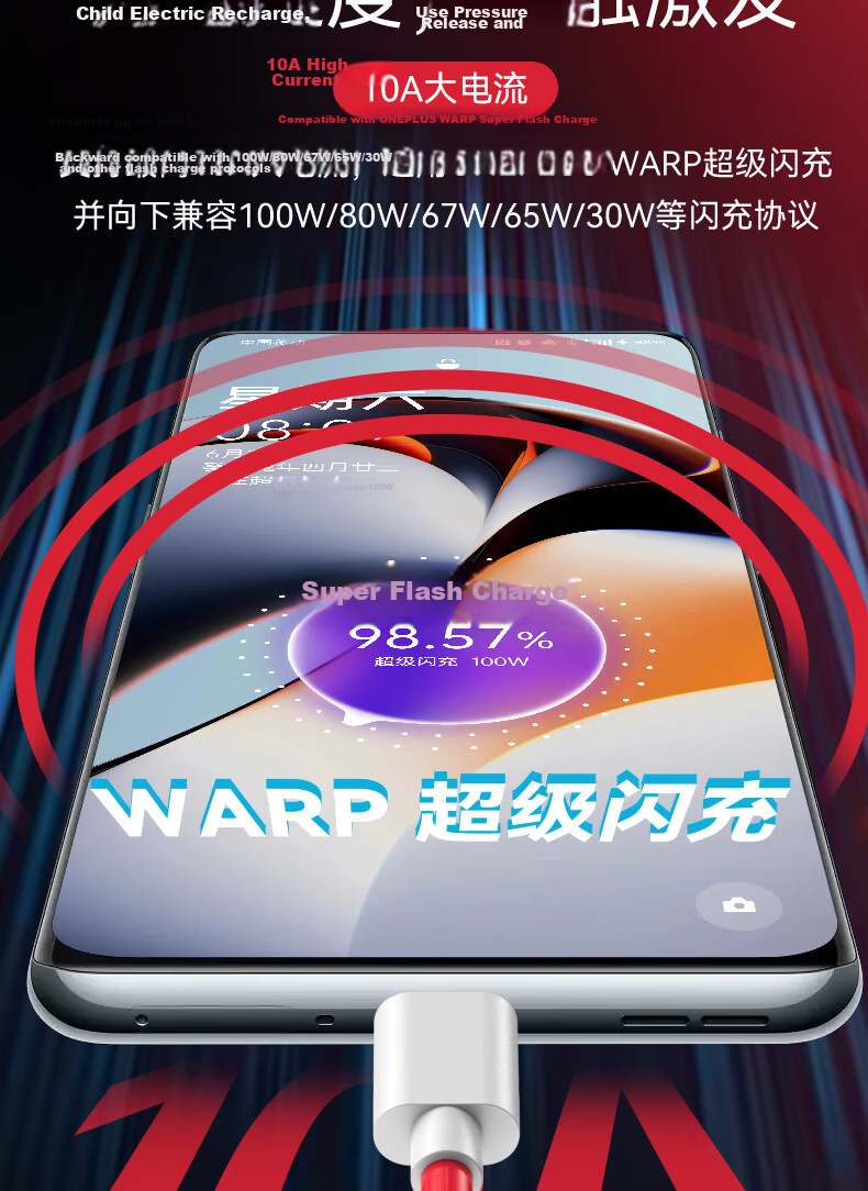 Xuanyi Compatible with OPPO Data Cable, 80W Super Fast Charging Cable, for FindX8/x7/x6/Reno13/Pro/12/K12 Plus/12x/A3/iRealme/OnePlus, 1.5m 5