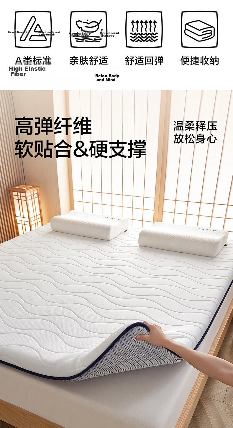 HLA A-Class Latex Mattress Foldable Dormitory Home Thickened Bottom Pad Quilt Gray 180*200cm 2