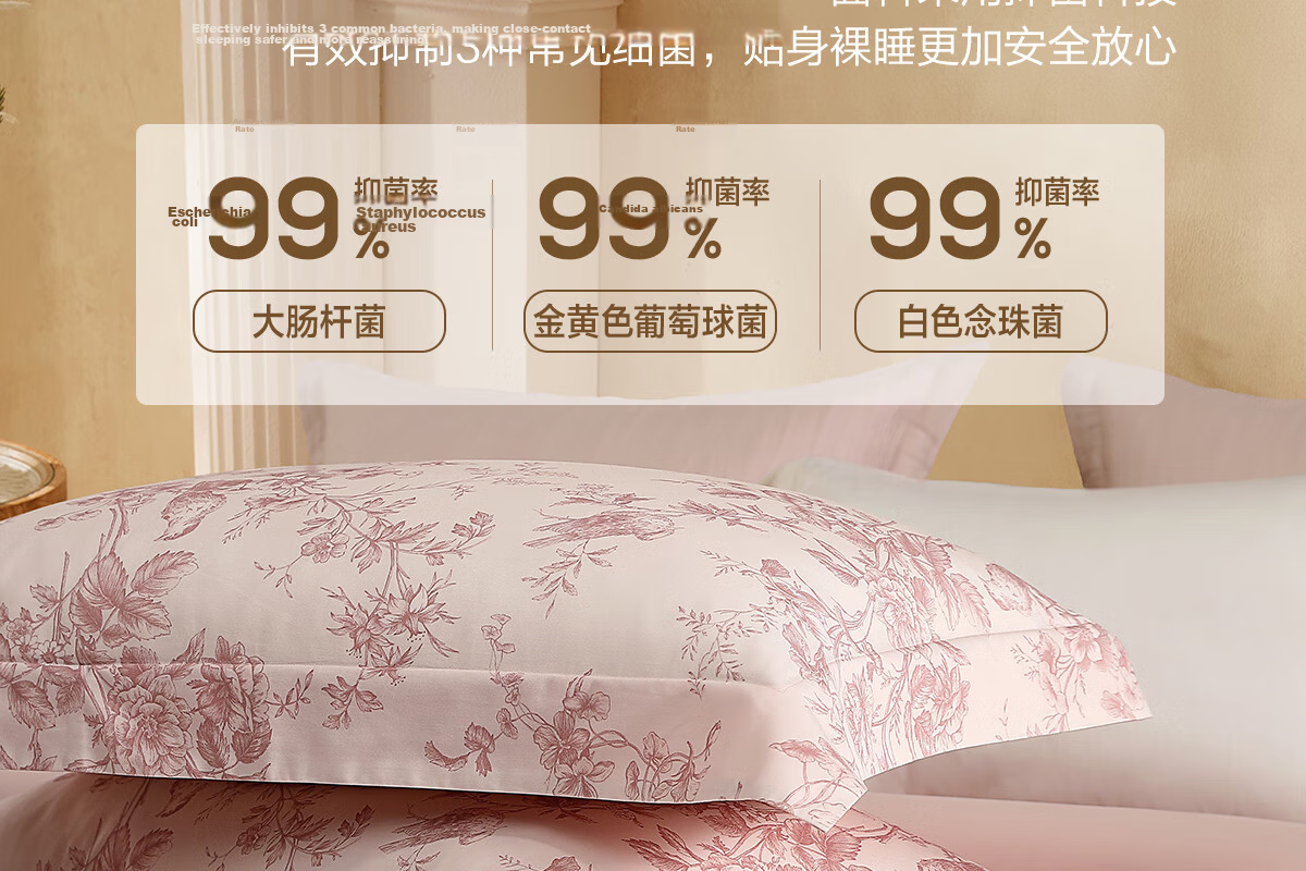 Shuixingjiafang Four-Piece Bedding Set, 60-Count Long-Staple Cotton, 100% Pure Cotton Duvet Cover And Bed Sheet, Double Bed, Light Luxury High-End, for 1.5m Bed, Huaying Jiaju Gua 19