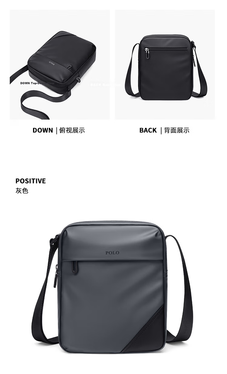 POLO Shoulder Bag for Men, Durable Crossbody Bag, Lightweight IPad Bag, Vertical Phone Bag, Sports Messenger Bag, Commuter Shoulder Bag 14