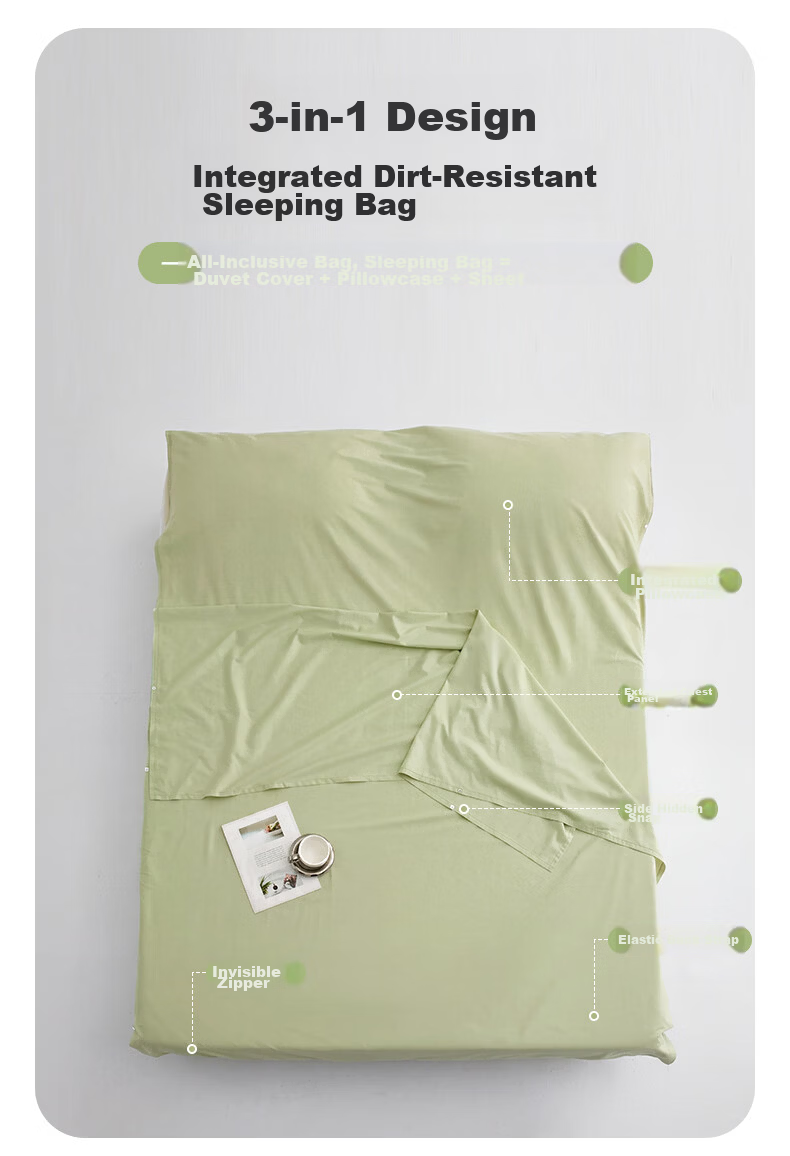 Grace Class A 7A Antibacterial Travel Sleeping Bag Integrated Sheet Portable Hotel Hygiene Sleeping Bag Sky Blue 1.8x2.1m 4