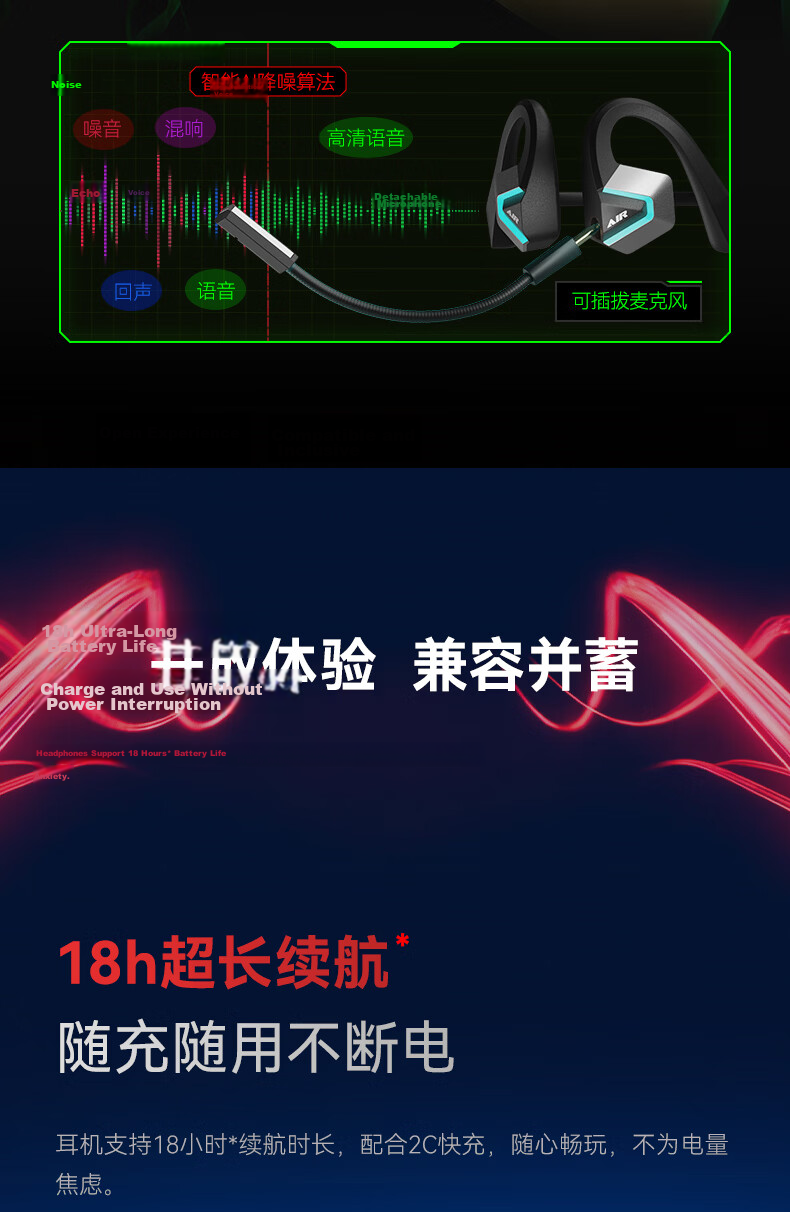 EDIFIER HECATE AIR3 Commander 2.4G Bluetooth Wireless Open-Ear Hook Bone Conduction Gaming Earphones Long Battery Life Running Sports Headset Interstellar Black 13