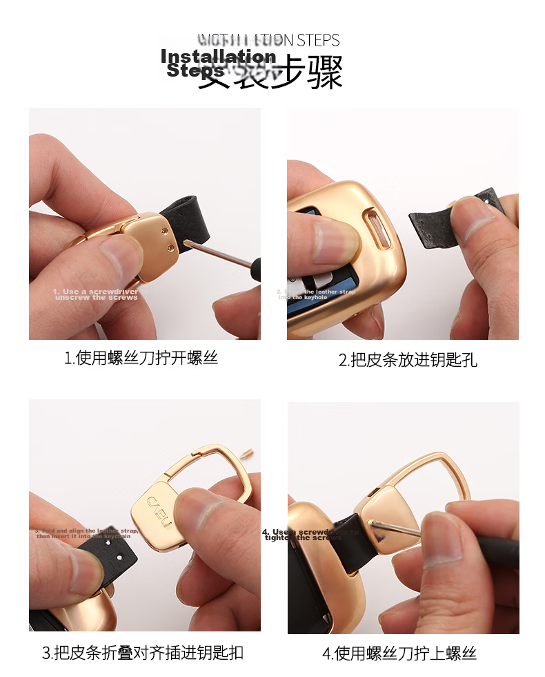 Dijialun Car Key Chain, Genuine Leather, Unisex, Creative And Simple Pendant, Key Ring, Waist Strap for Audi, Volkswagen, Nissan, Buick, Honda, Mercedes-Benz, Geely, BYD, Haval, Platinum Gray 11