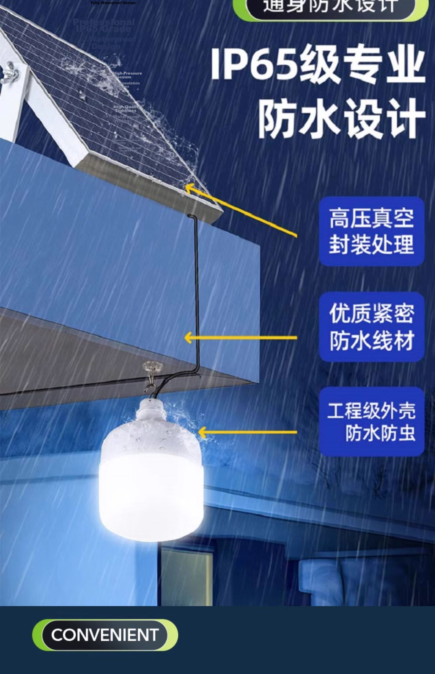 Solar Outdoor Garden Light High-Power Waterproof Motion Sensor Pendant Lamp for Yard and Indoor Use 16